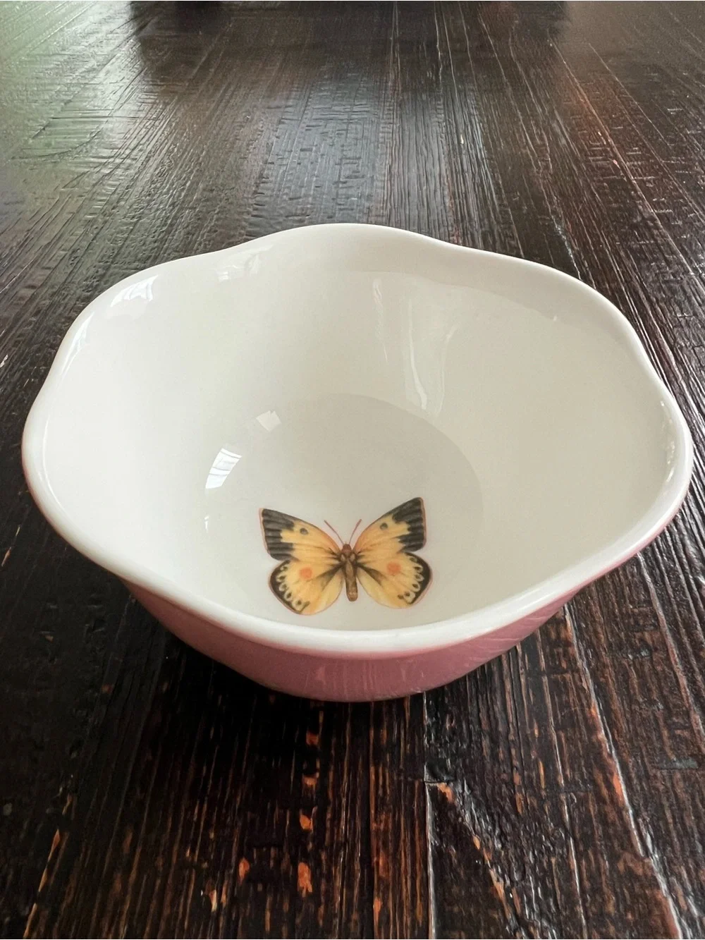Butterfly Meadow by Lenox Pink fruit / ice cream bowl 4.75”
